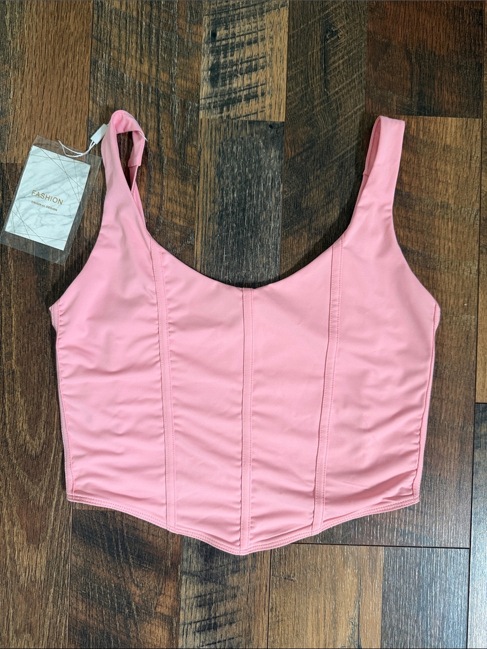 Pink Corset-Style Crop Tank Top